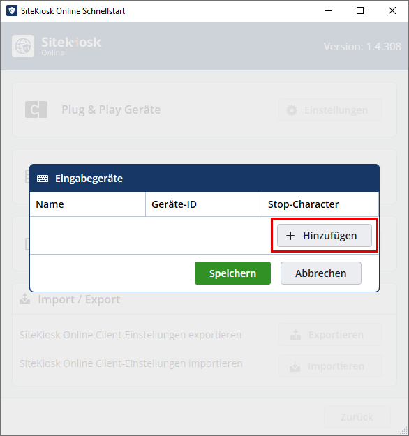 Eingabegeräte Einstellungen